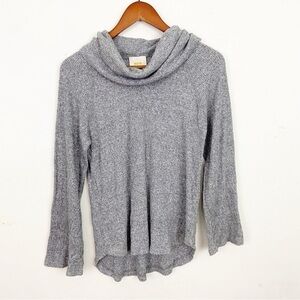 Anthropologie Maeve Malone Brushed Cowl Neck Grey Top